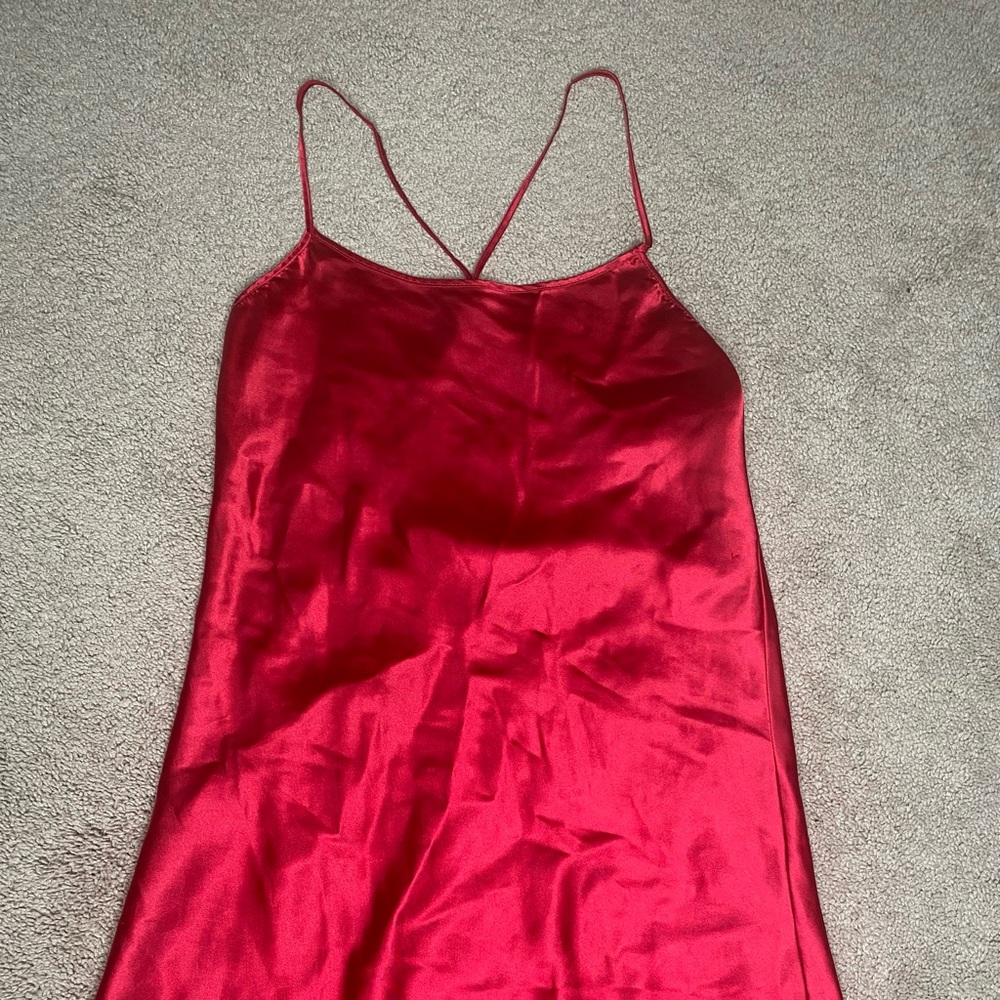 Red silk slip